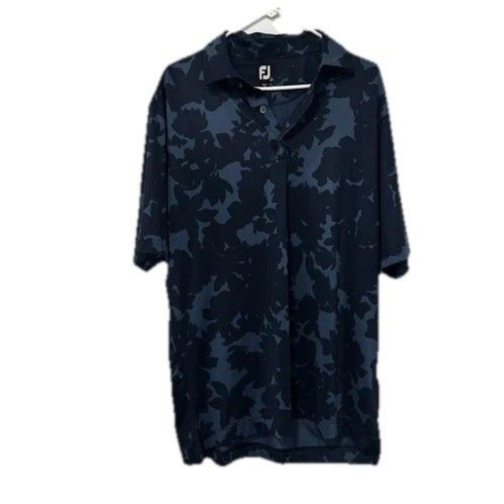 Footjoy Men’s Blue Camo Forest Dunes Golf Polo Short Sleeve Shirt Large